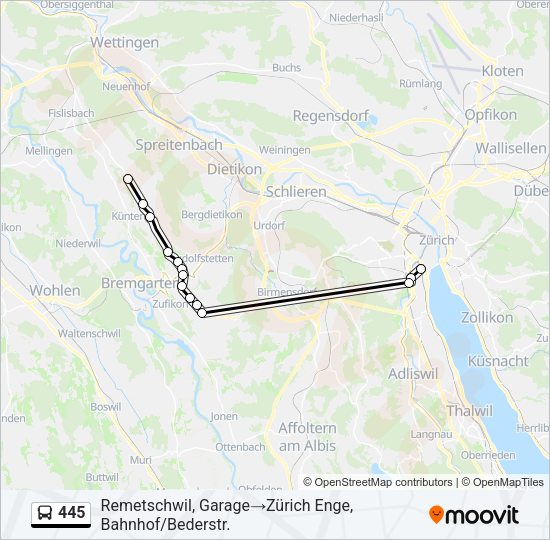 445 Bus Line Map