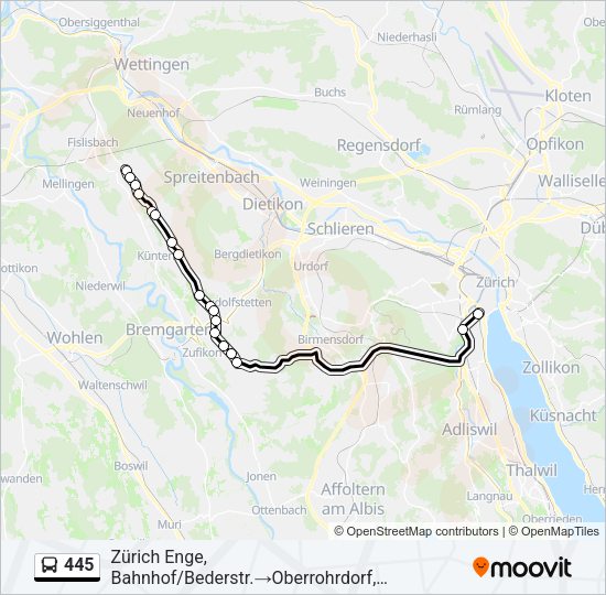 445 Bus Line Map