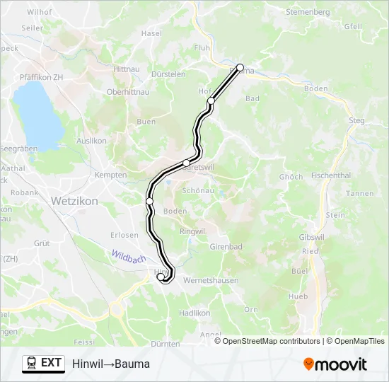 Plan de la ligne EXT de train