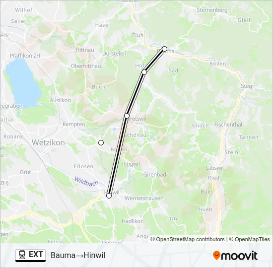 Plan de la ligne EXT de train