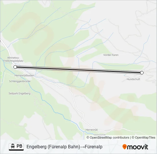 Plan de la ligne PB de téléphérique