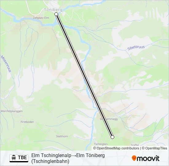 Plan de la ligne TBE de téléphérique