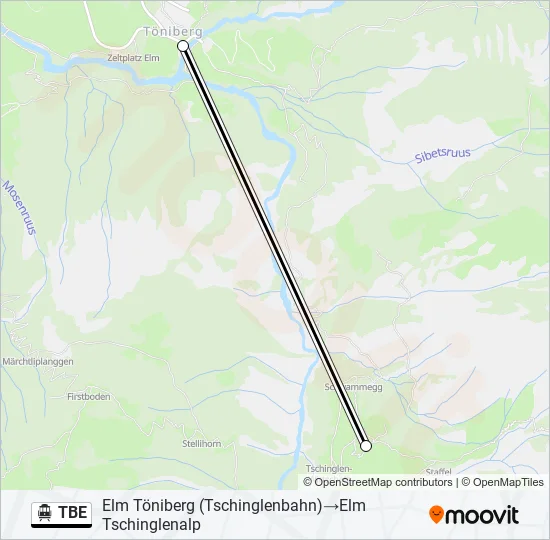 Plan de la ligne TBE de téléphérique