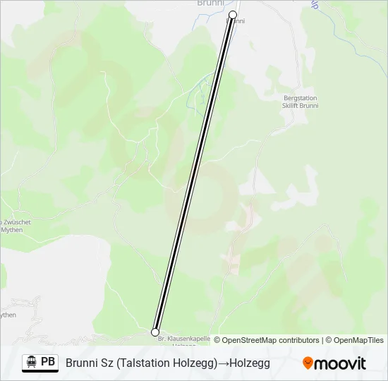Plan de la ligne PB de téléphérique