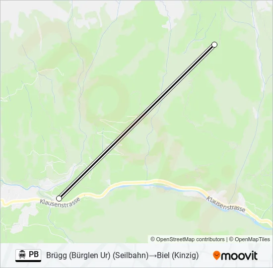 Plan de la ligne PB de téléphérique