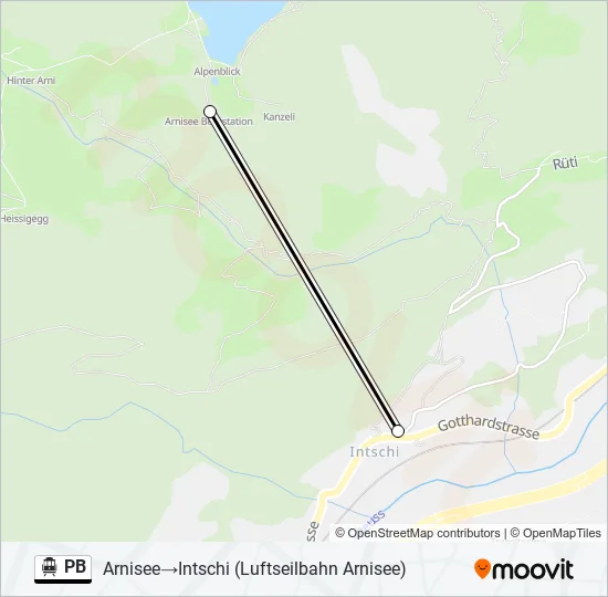 Plan de la ligne PB de téléphérique