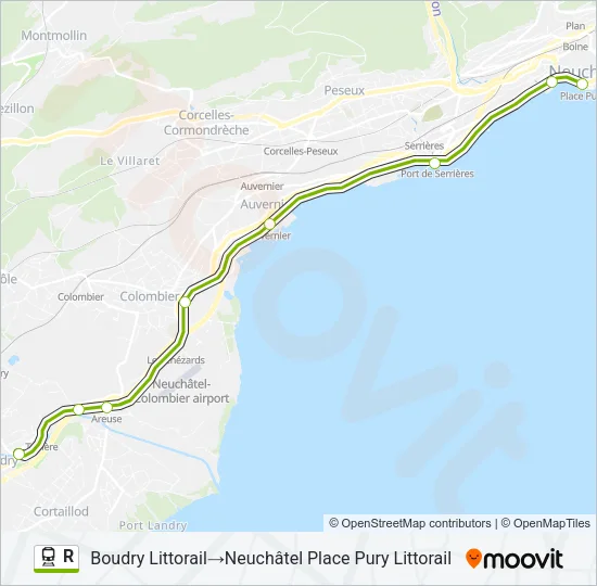 Plan de la ligne R de train