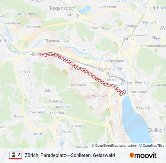 Plan de la ligne 2 de tram
