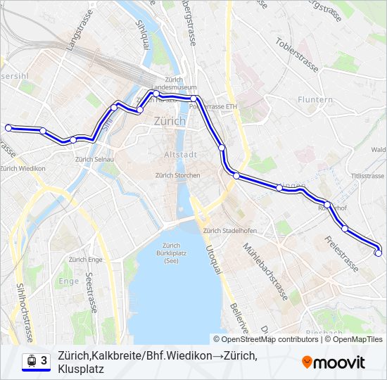 Plan de la ligne 3 de tram