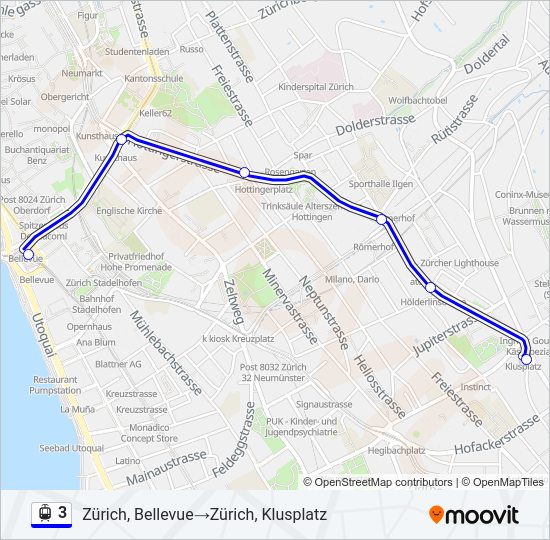 Plan de la ligne 3 de tram