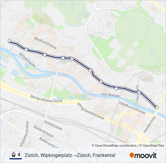 Plan de la ligne 4 de tram