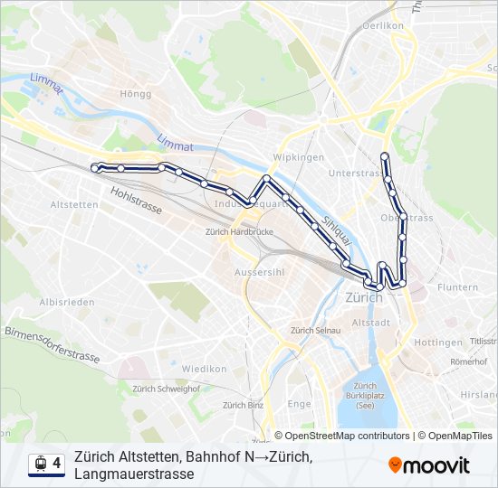 Plan de la ligne 4 de tram