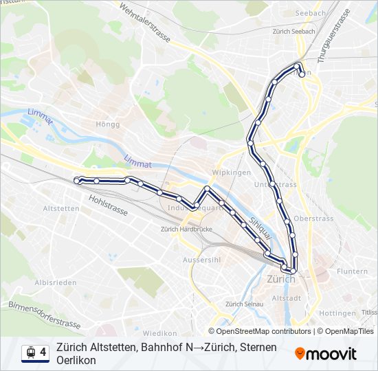 Plan de la ligne 4 de tram