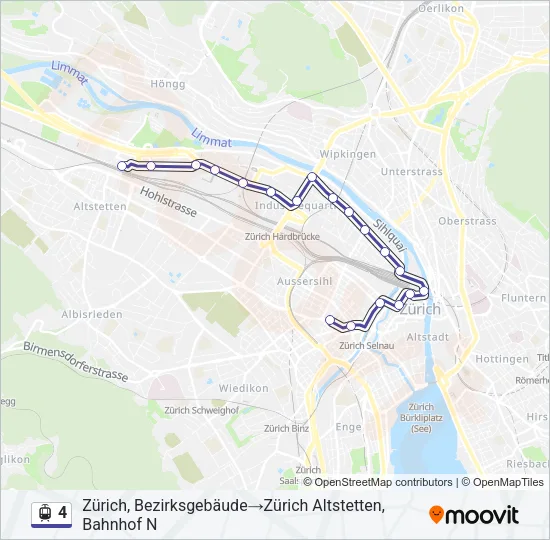 Plan de la ligne 4 de tram