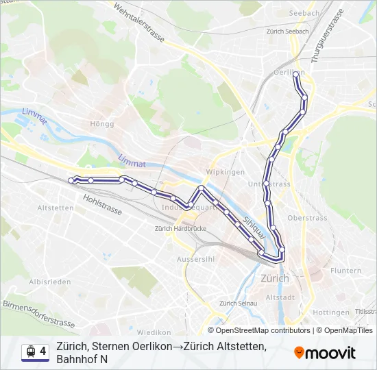 Plan de la ligne 4 de tram