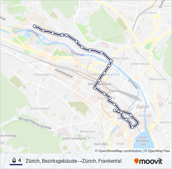 Plan de la ligne 4 de tram