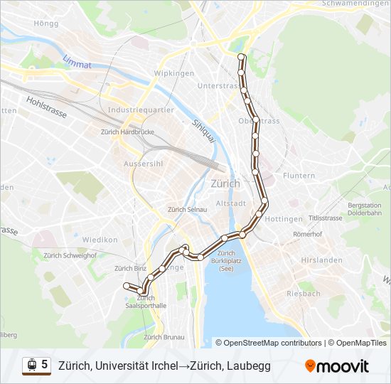 Plan de la ligne 5 de tram