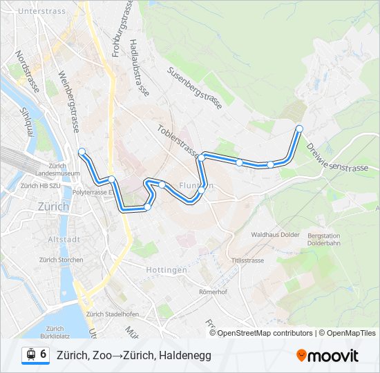 Plan de la ligne 6 de tram