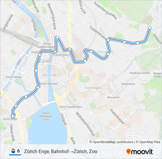 Plan de la ligne 6 de tram