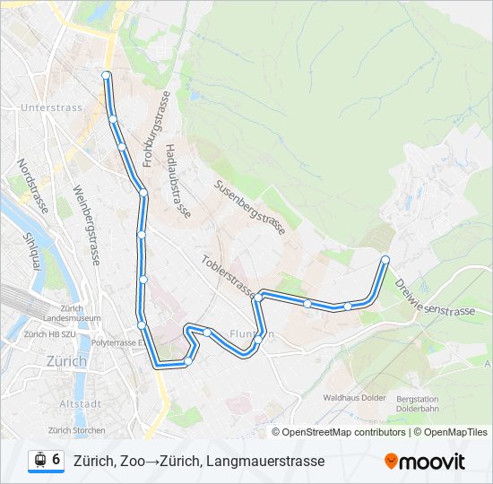 Straßenbahnlinie 6 Karte