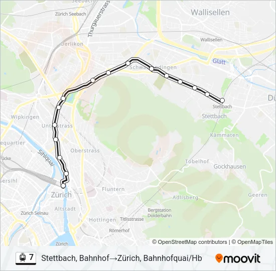 Plan de la ligne 7 de tram