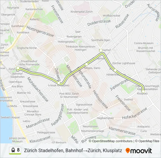Plan de la ligne 8 de tram