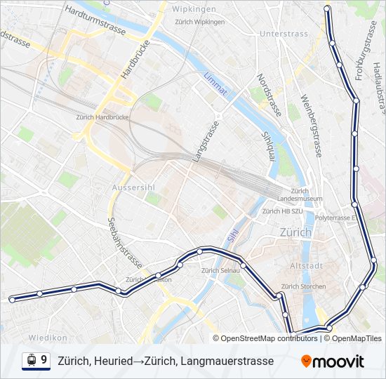 Plan de la ligne 9 de tram