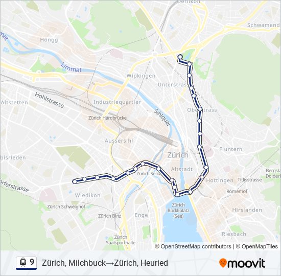 Plan de la ligne 9 de tram