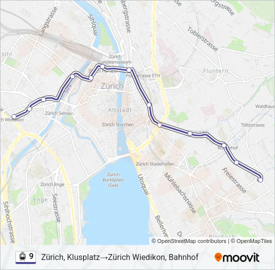 Plan de la ligne 9 de tram