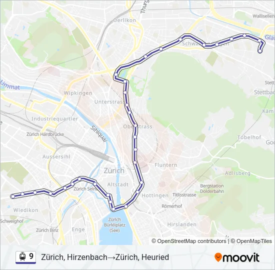 Plan de la ligne 9 de tram