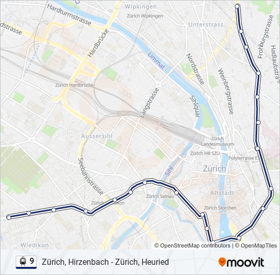 Plan de la ligne 9 de tram