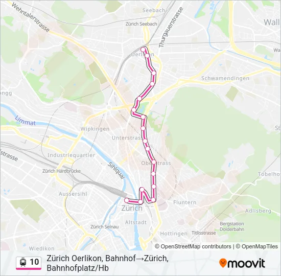 Plan de la ligne 10 de tram