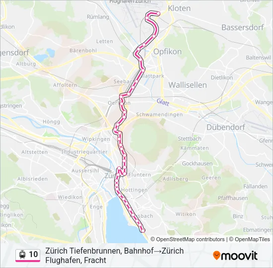 Plan de la ligne 10 de tram