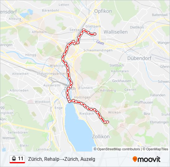 Plan de la ligne 11 de tram