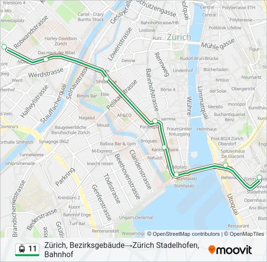 Plan de la ligne 11 de tram