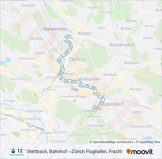 Straßenbahnlinie 12 Karte