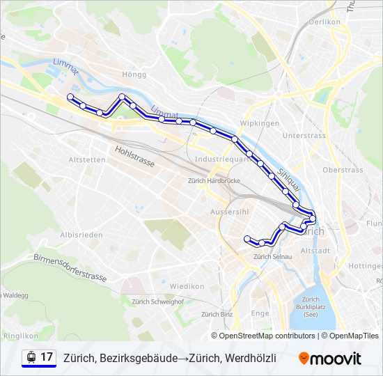 Plan de la ligne 17 de tram