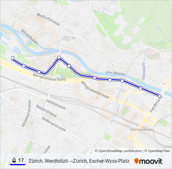 Plan de la ligne 17 de tram