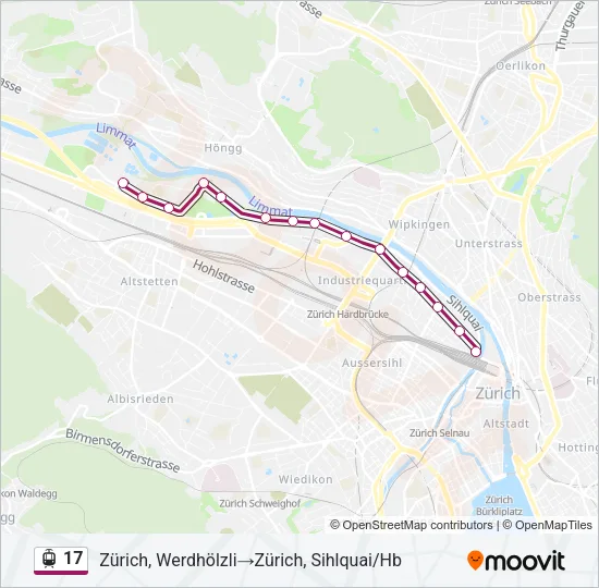 Straßenbahnlinie 17 Karte