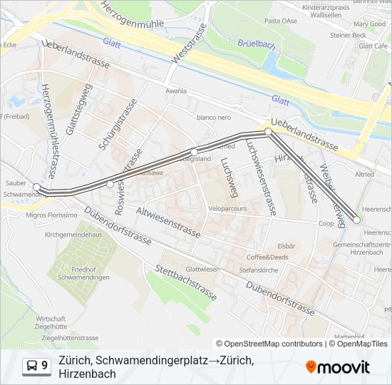9 Bus Line Map