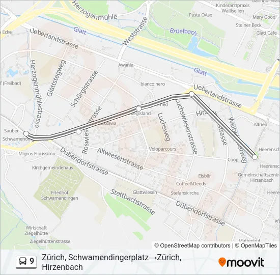 9 Bus Line Map