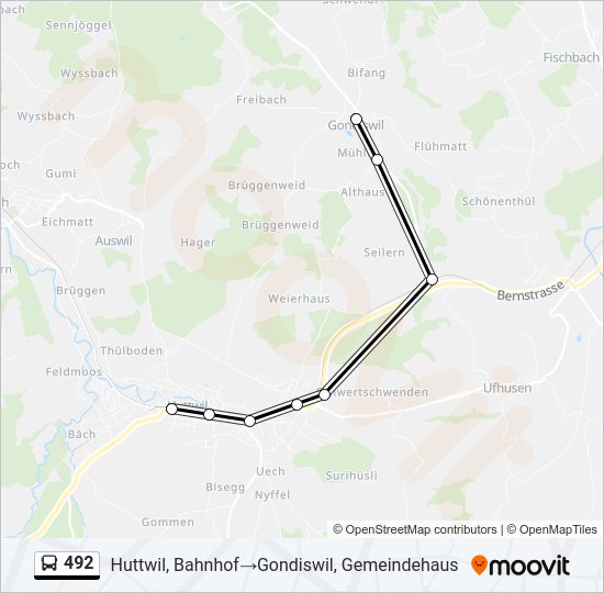 492 Bus Line Map