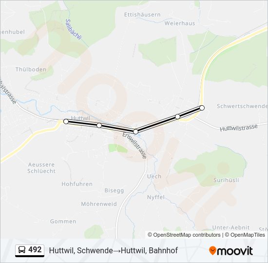 492 Bus Line Map