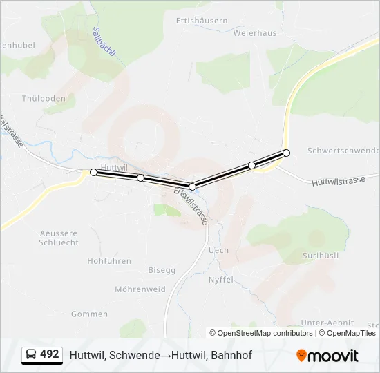 Plan de la ligne 492 de bus