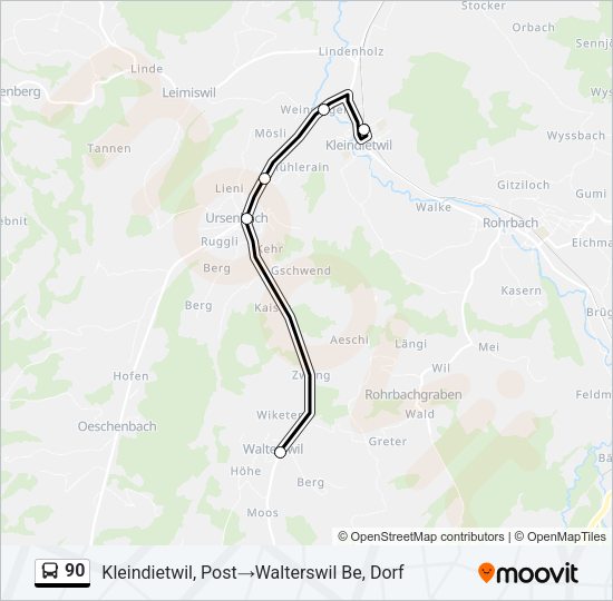 90 Bus Line Map