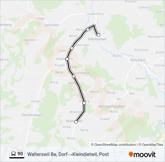 90 Bus Line Map