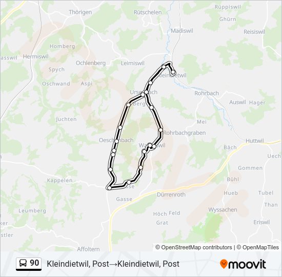 90 Bus Line Map