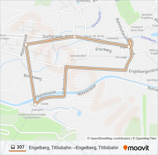 Plan de la ligne 307 de bus