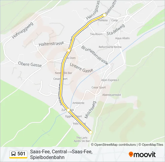 Plan de la ligne 501 de bus