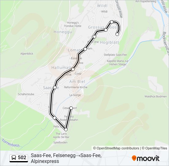 502 Bus Line Map